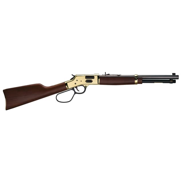 Henry H006GR Side Gate Carbine 44 Mag/44 Special 7+1 16.50" Blued Octagon Barrel, Polished Brass Rec, American Walnut Stock, Adj. Sight, Large Loop Lever