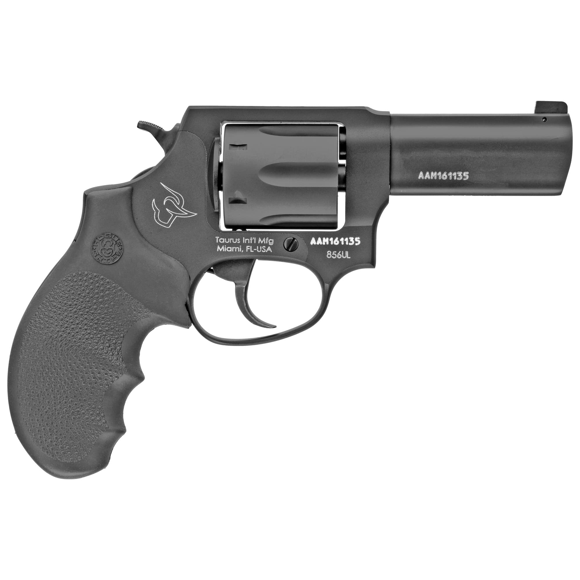Taurus Defender 856 Ultra-Lite Revolver - Black | 38 Spl +P | 3" Barrel | 6rd | Hogue Rubber Grip | Front Night Sight