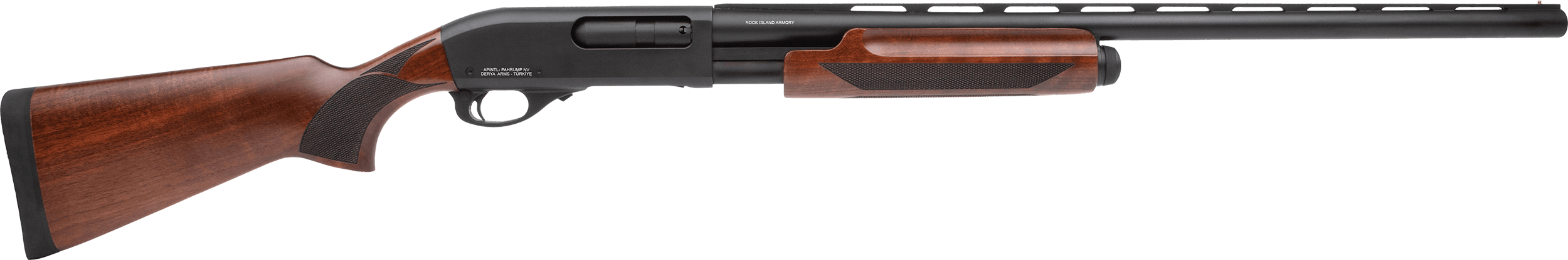 Armscor Pump Action Waterfowl 12GA, 28in. Barrel, 4rd, Wood Stock & Forend - Black (PA12MNL28)