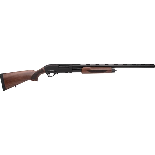 Rock Island PA12H26WD Pump Action Field 12 Gauge Pump 3" 5+1 26" Black Steel Barrel, Aluminum Receiver Fixed Walnut Wood Stock