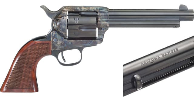 Cimarron Arizona Ranger 357 Magnum 5.5 in 6 Shot Blue Case Hardened Checkered Walnut