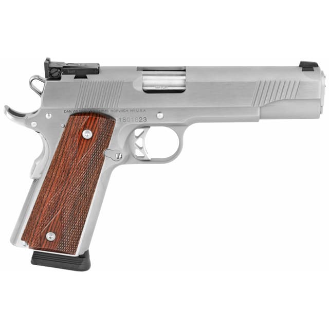 Dan Wesson Pointman Seven 1911 Pistol - Stainless w/ Wood Grips | .45 ACP | 5" Barrel | Adj. Rear Sight | CA APPROVED on Roster as PM7 (Stainless) 01900