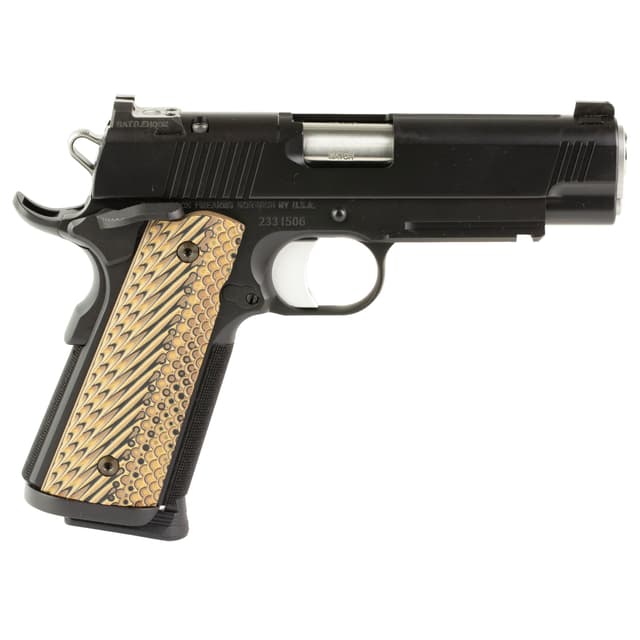 Dan Wesson 01795 Specialist Commander Full Size Frame 45 ACP 8+1 4.25" Stainless Steel Barrel, Black Duty Serrated Steel Slide, Black Duty Steel Frame w/Picatinny Rail, Black/Brown G10 Grip