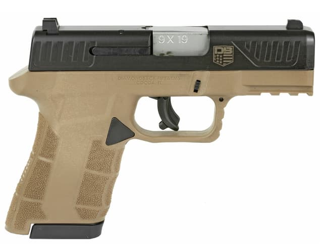 Diamondback DB0300P061 DBAM29 Sub-Compact 9mm Luger 3.50" 12+1,17+1 Flat Dark Earth Finish Frame with Serrated Black Nitride Stainless Steel Slide, Polymer Grip & Picatinny Rail
