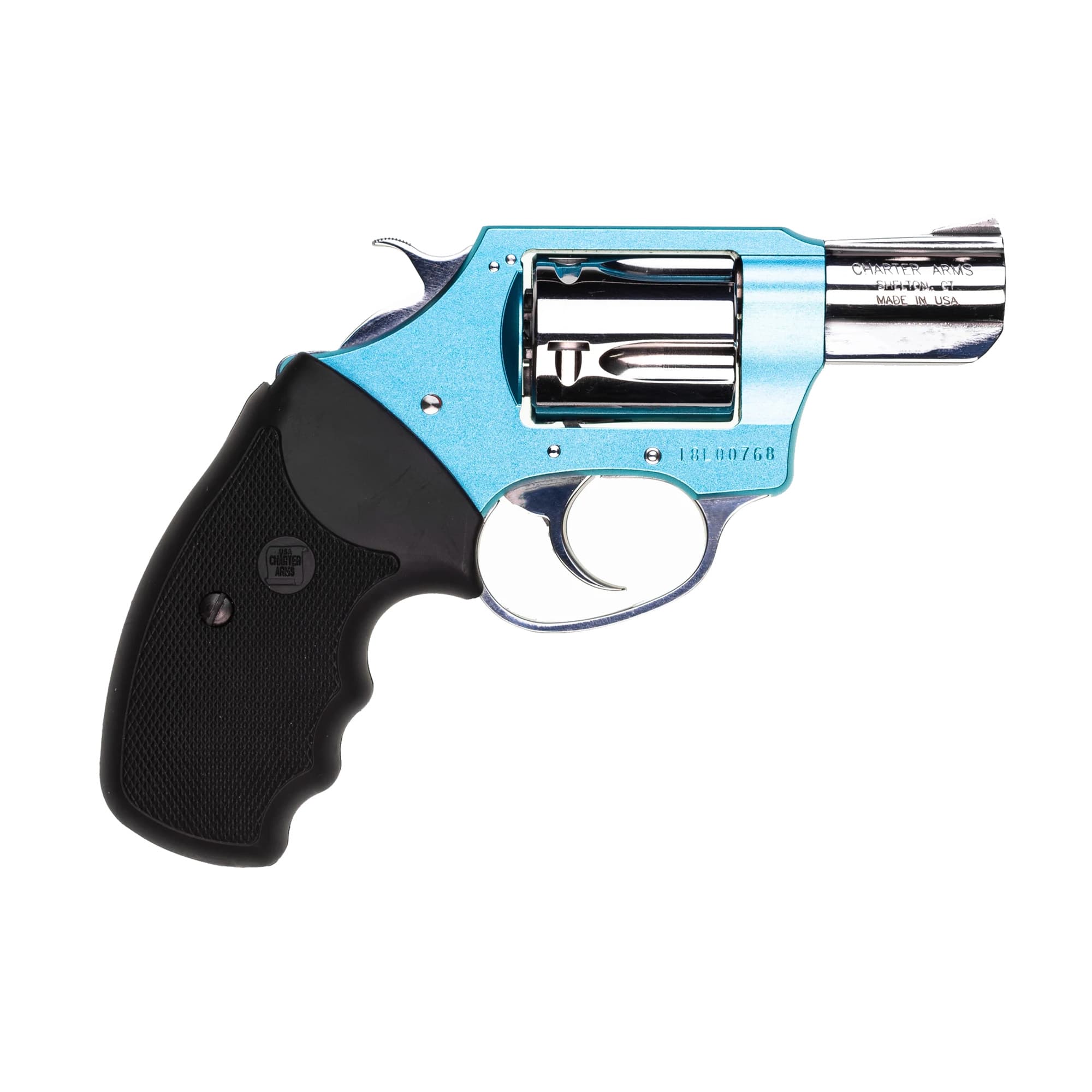 Charter Arms 53879 Undercover Lite Blue Diamond 38 Special 5rd 2" Hi-Polished Stainless Barrel/Cylinder, Aluminum Frame w/Blue Diamond Finish, Finger Grooved Black Rubber Grip