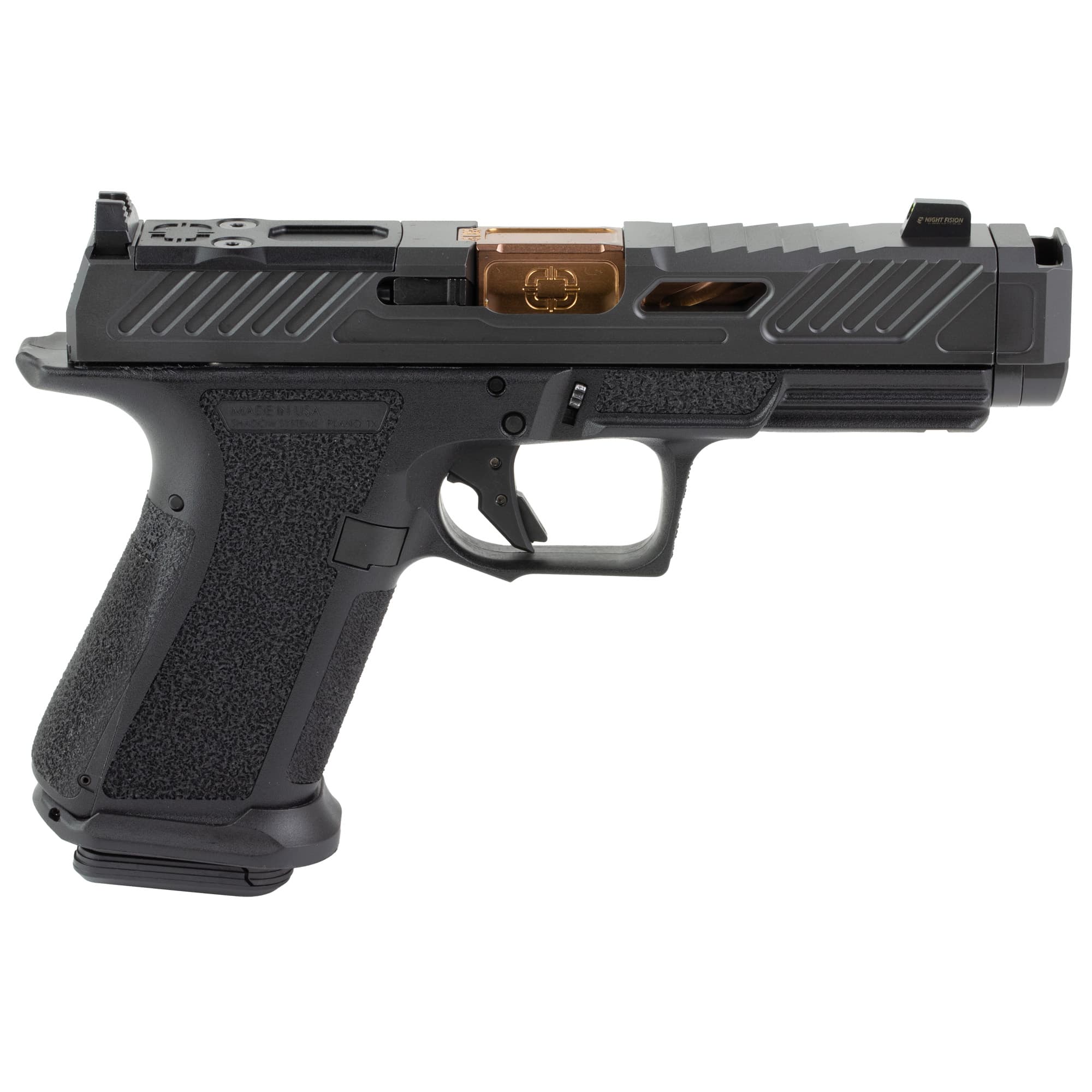 Shadow Systems MR920P Elite Slide Optic Pistol 9mm 4 in. Black Frame Ported Barrel Bronze 15 rd