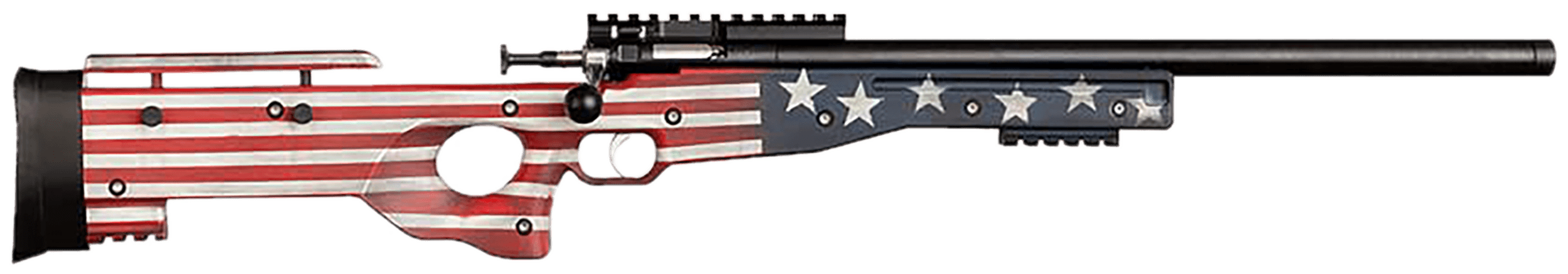 Crickett KSA2150-OG Precision Full Size 22 LR Single Shot 16.10" Blued Threaded Bull Barrel, Blued Crickettinny Rail Steel Receiver, Old Glory Synthetic Adj LOP Stock