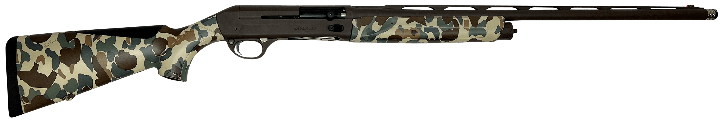 Sauer SL-5 Waterfowl 12GA, 28in. Barrel, 3rd, Fred Bear Old School Camo Stock & Forend - Brown (SASA1228CBFBOS)