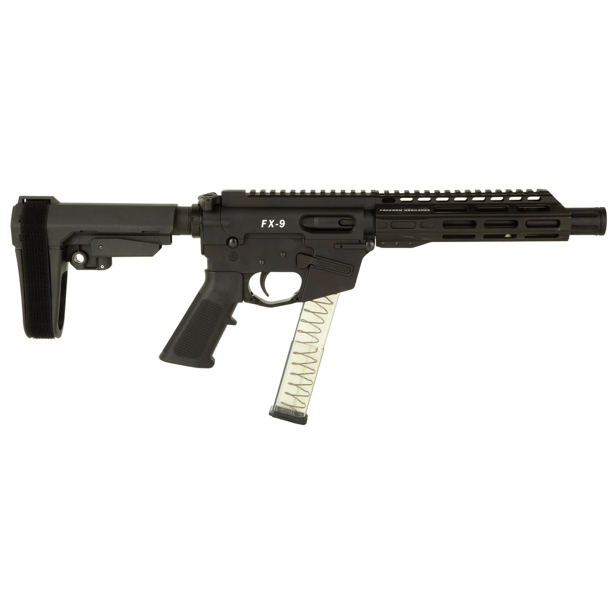 Freedom Ordnance FX-9P8S FX-9 9mm Luger 8" 31+1 Black Anodized Black Polymer SBA3 Pistol Brace