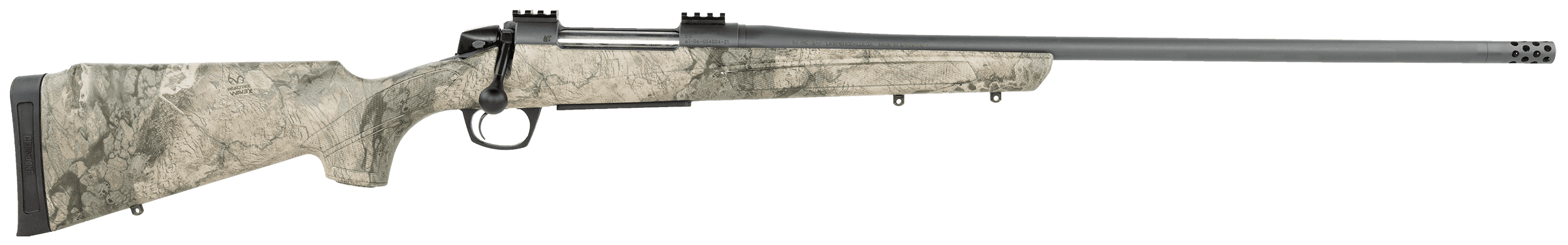 CVA CR6987 Cascade Full Size 300 PRC 3+1 26" Sniper Gray Cerakote Carbon Steel Threaded Barrel, Sniper Gray Cerakote Steel Receiver, Exclusive Realtree Rockslide Fixed w/SoftTouch Stock,