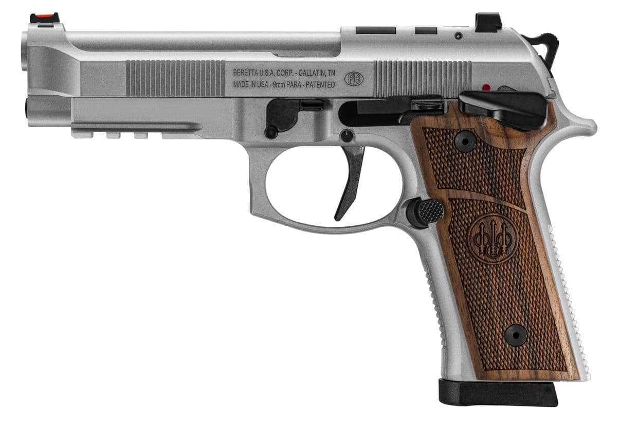 Beretta 92Xi SAO 9mm 4.7in 18-Round Stainless Steel Wood Finish