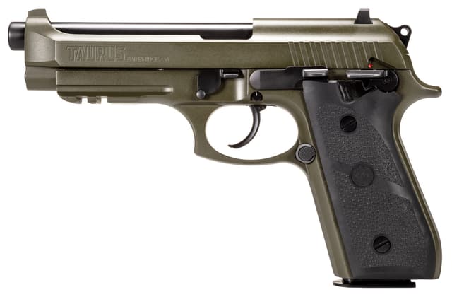 Taurus PT92 9mm Luger 5 Inch Barrel 17 Rounds OD Green Cerakote Hogue Grip