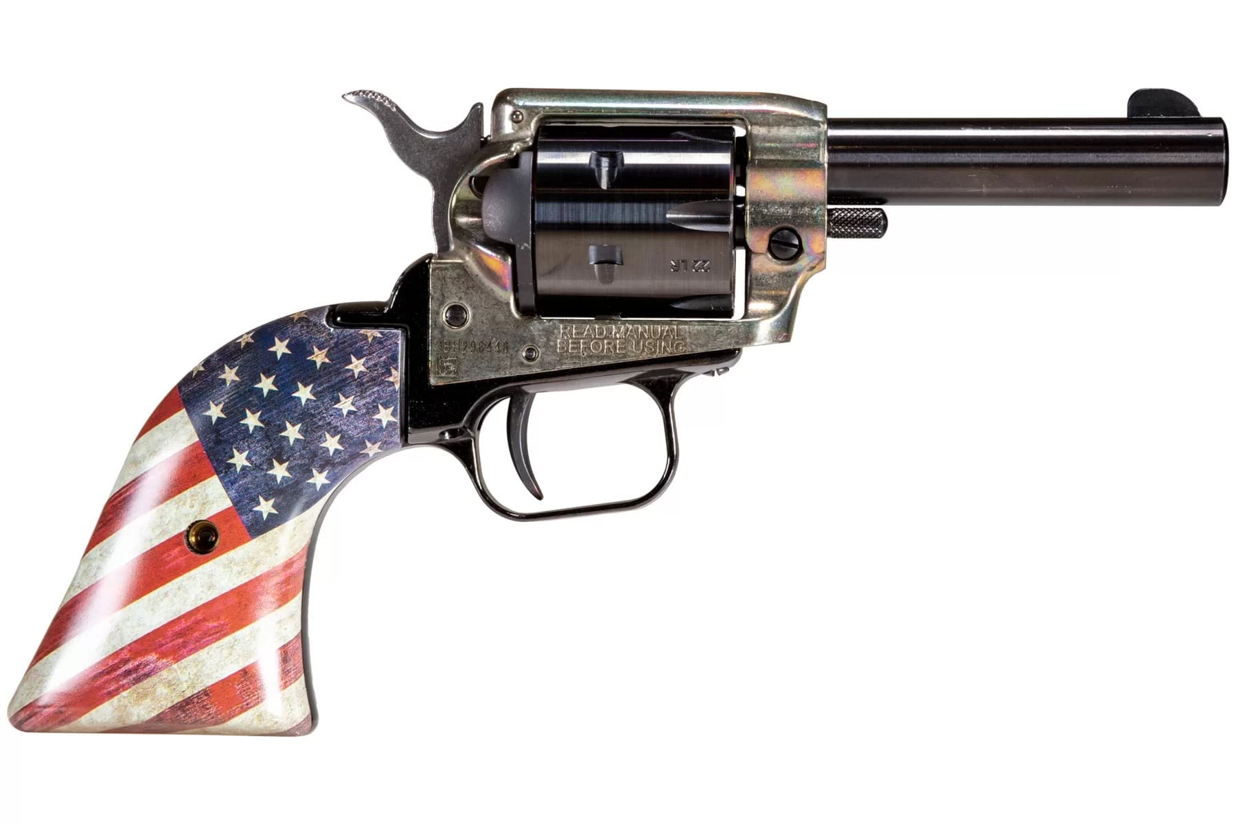Heritage Barkeep Revolver - Simulated Case Hardened | .22 LR | 3.6" Barrel | 6rd | US Flag Grips