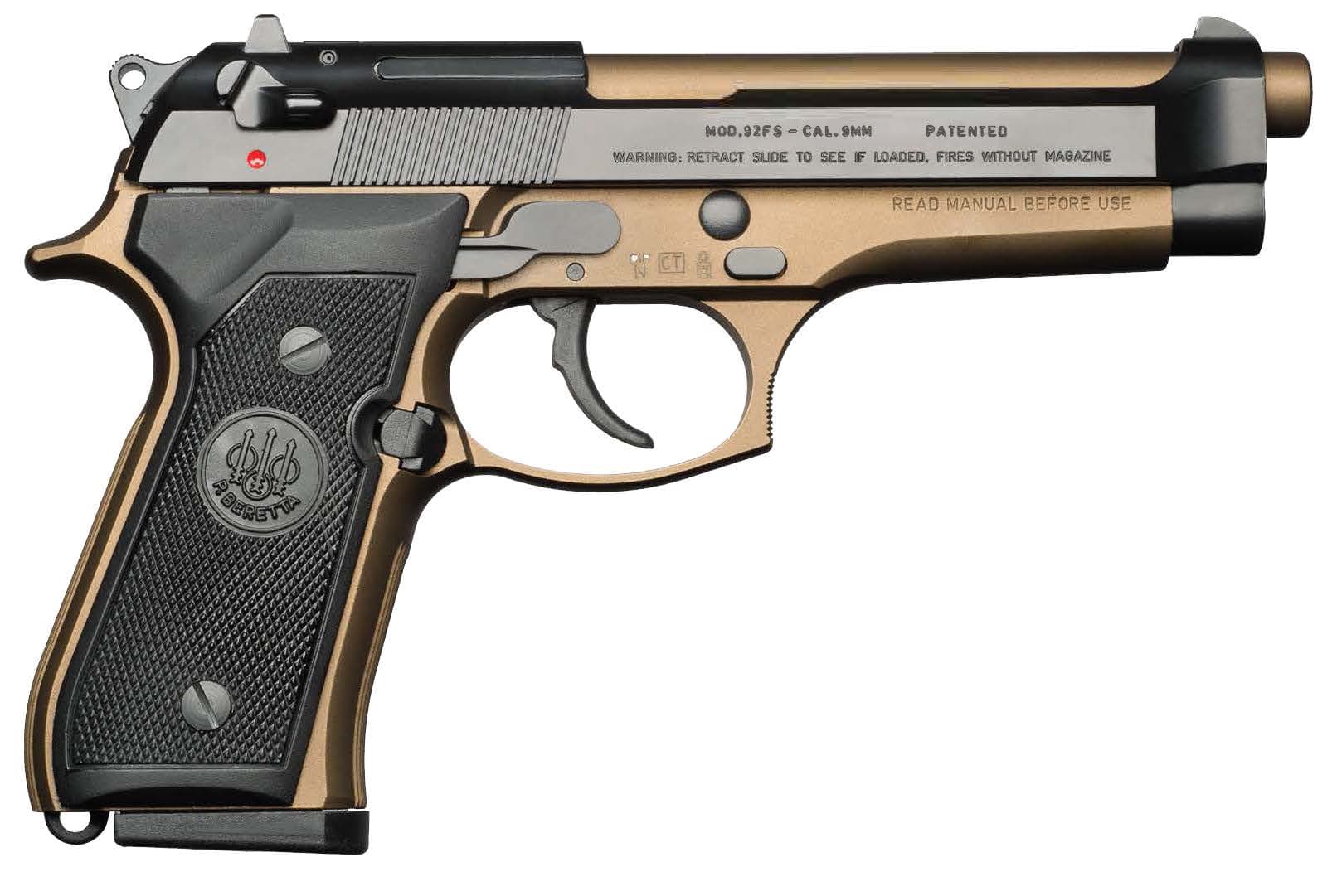 Beretta 92FS 9mm Luger 4.9in 15+1 Burnt Bronze Slide Sniper Gray Finish