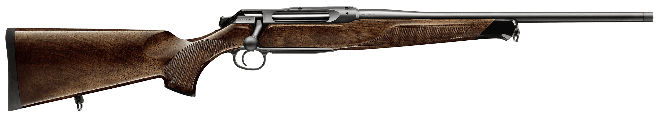 Sauer 80117093 505 Lux Full Size 243 Win 5+1 22" Matte Blued Threaded Barrel, Matte Blued Saddle Mount Steel Receiver, Grade 2 Wood Fixed Stock