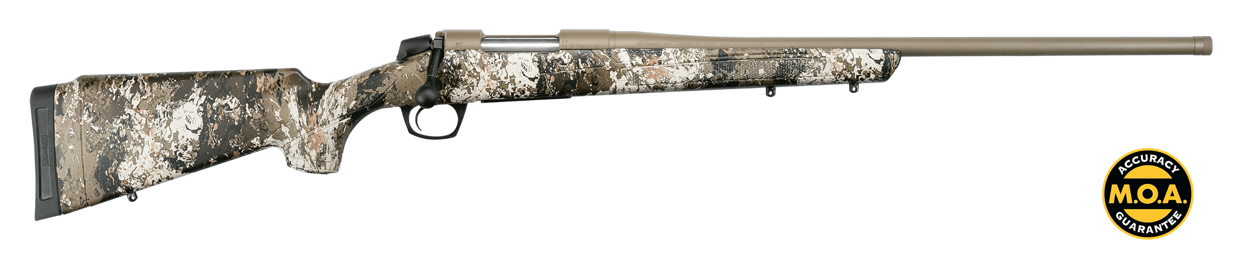 CVA CR6958 Cascade Full Size 22-250 Rem 4+1. 22" Patriot Brown Cerakote Steel Threaded Barrel. Patriot Brown Cerakote Steel Receiver, Exclusive Realtree Hillside Fixed w/SoftTouch Stock.