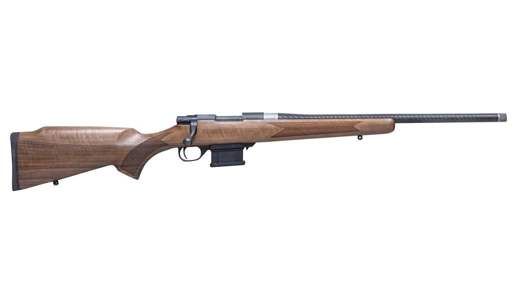 Howa HWHCF65G M1500 Mini Action Hunter 6.5 Grendel 5+1 20" Black Carbon Fiber Wrapped Barrel, Black Drilled & Tapped Steel Receiver, Walnut Fixed Synthetic Stock,