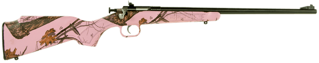 Crickett KSA2161 Youth 22 LR 1rd 16.12" Blued Barrel & Receiver, Fixed Front/Adjustable Rear Peep Sights, Mossy Oak Pink Blaze Synthetic Stock w/11.5" LOP, Rebounding Firing Pin Safety