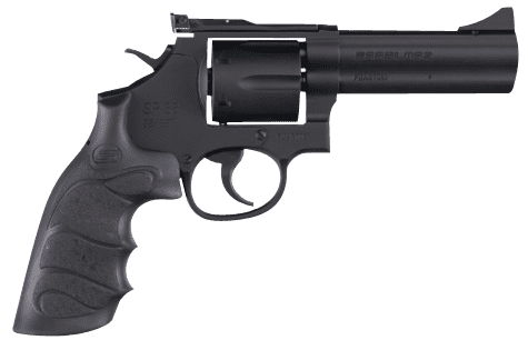 SAR USA SARSR38BL4 SAR SR 38 Special/357 Mag 6 Shot, 4" Black Steel Barrel, Cylinder & Frame w/Black Finger Groove Grip, Drop Safety/Hammer Block Safety, Exposed Hammer