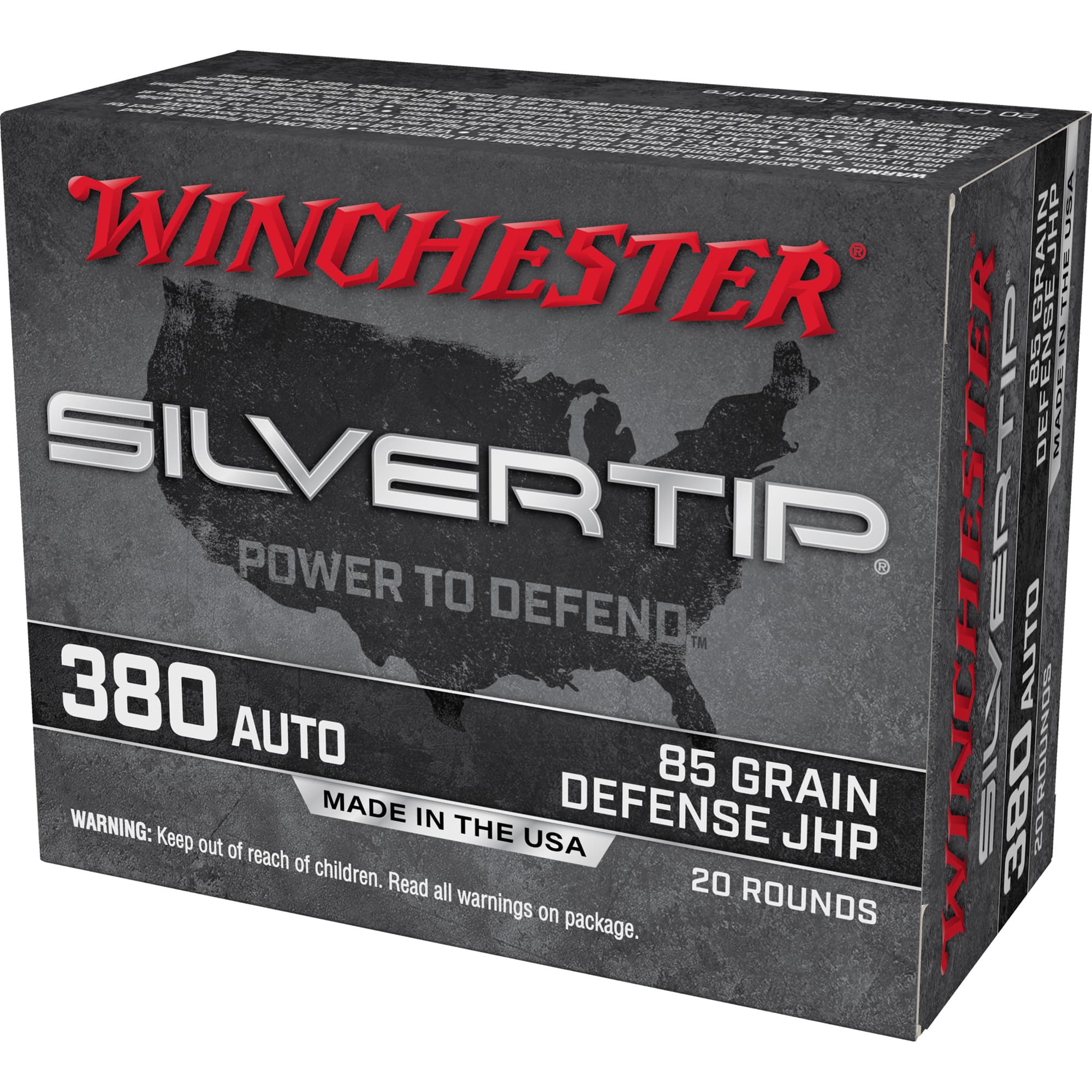 Winchester Super-X, 380 ACP, Silvertip Jacket Hollow Point, 85 Grain, 20 Rounds