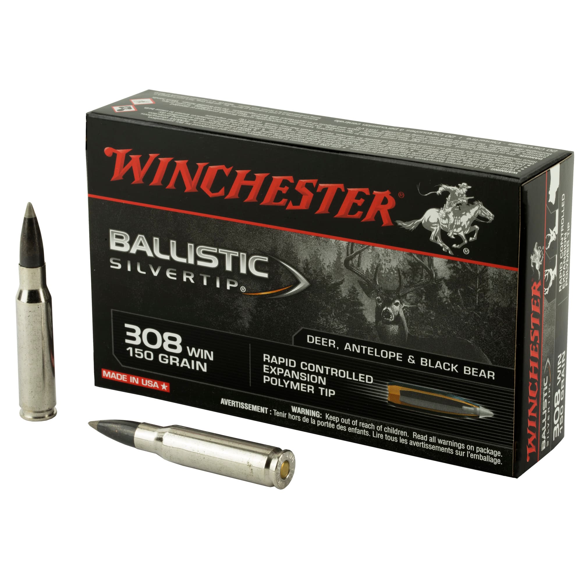 Winchester Ballistic Silvertip 308 Winchester Polymer Tip 150 Grain 20 Rounds