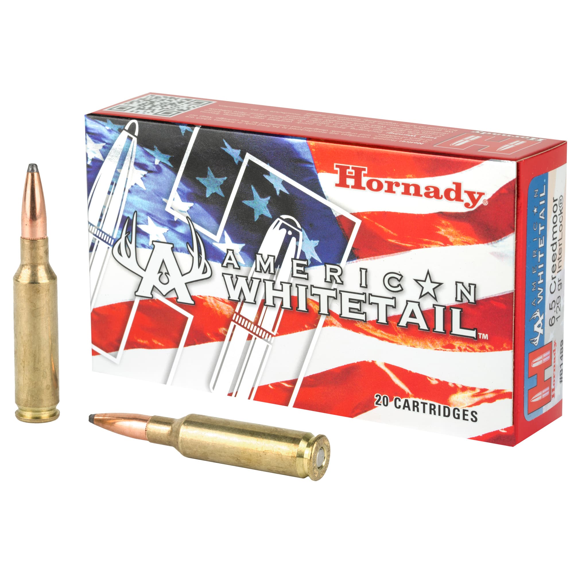 Hornady American Whitetail Rifle Ammo 6.5 Creedmoor 129 gr. InterLock Spire Point 20 rd.