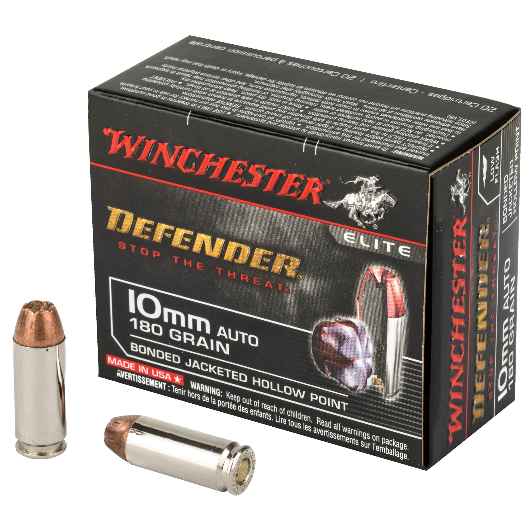 Winchester Defender 10mm Luger Bonded Jacket Hollow Point 180 Grain 20 Rounds