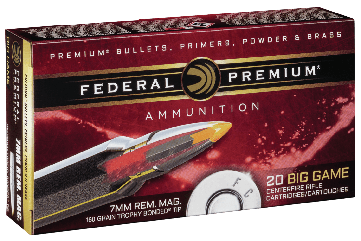 Federal Premium 7mm Remington Magnum Trophy Bonded Tip 160 Grain 20 Rounds