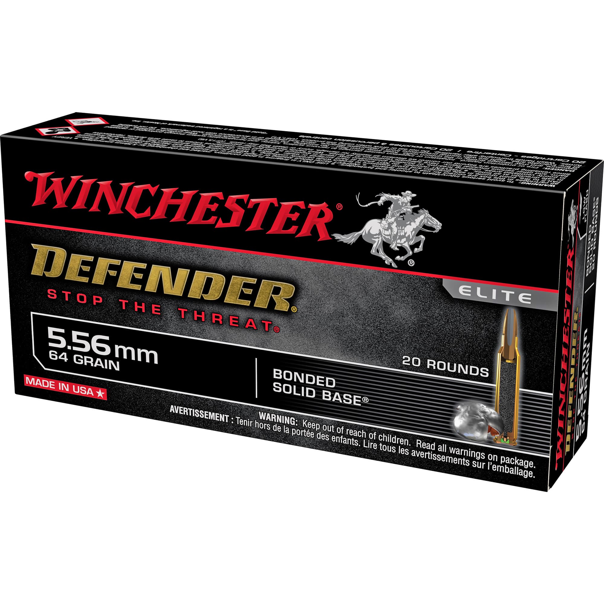 Winchester Defender 5.56x45mm NATO Bonded Hollow Point 64 Grain 20 Rounds