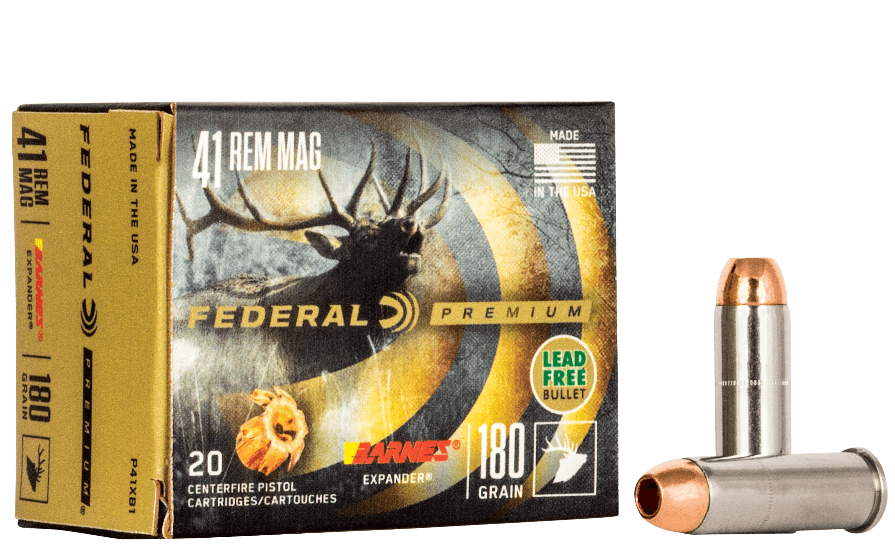 Federal Premium Pistol Ammo 41 Remington Barnes Expander 180 Grain 20 Rounds