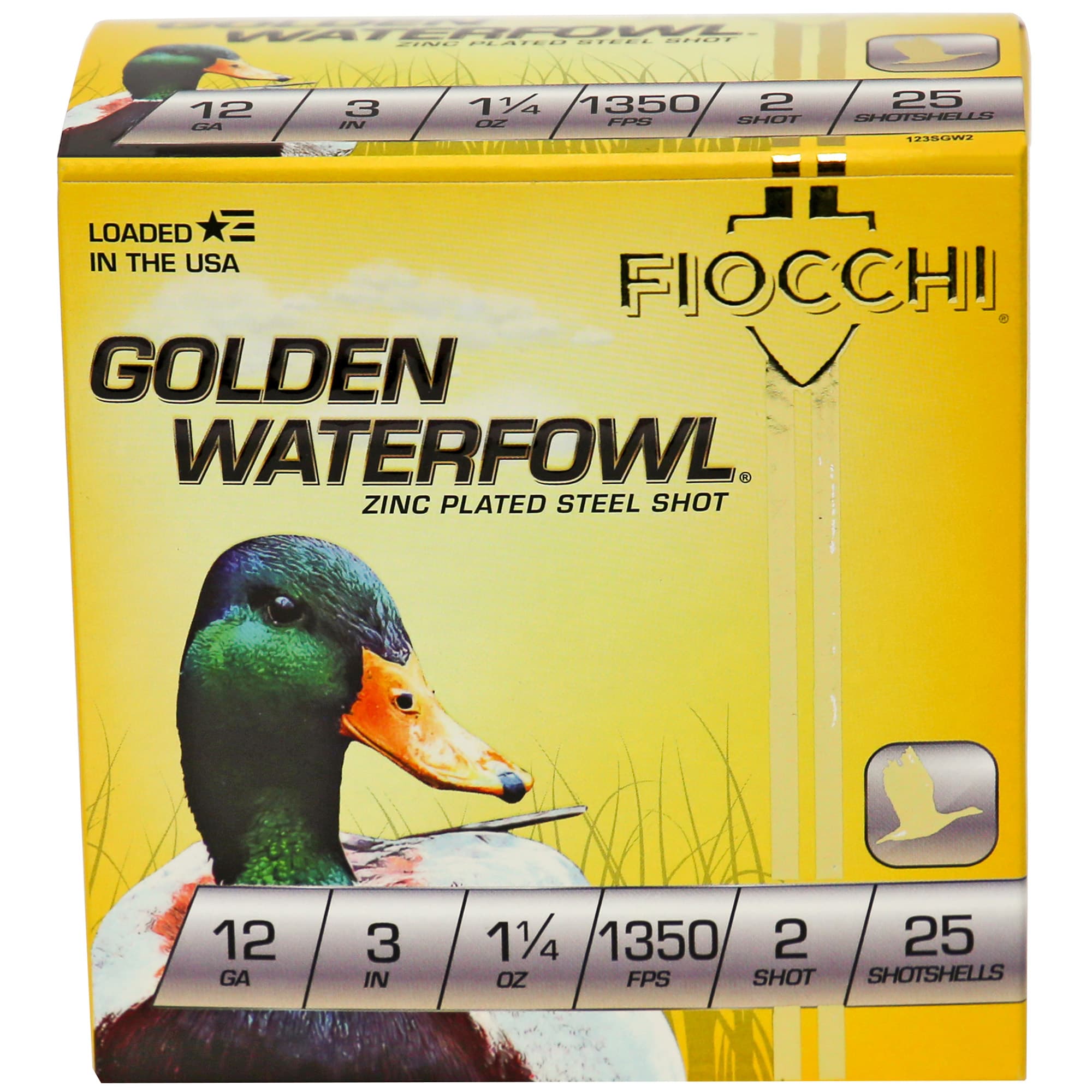 Fiocchi, Golden Waterfowl, 12 Gauge, Steel Shot, 1-1/4 oz, 25 Rounds