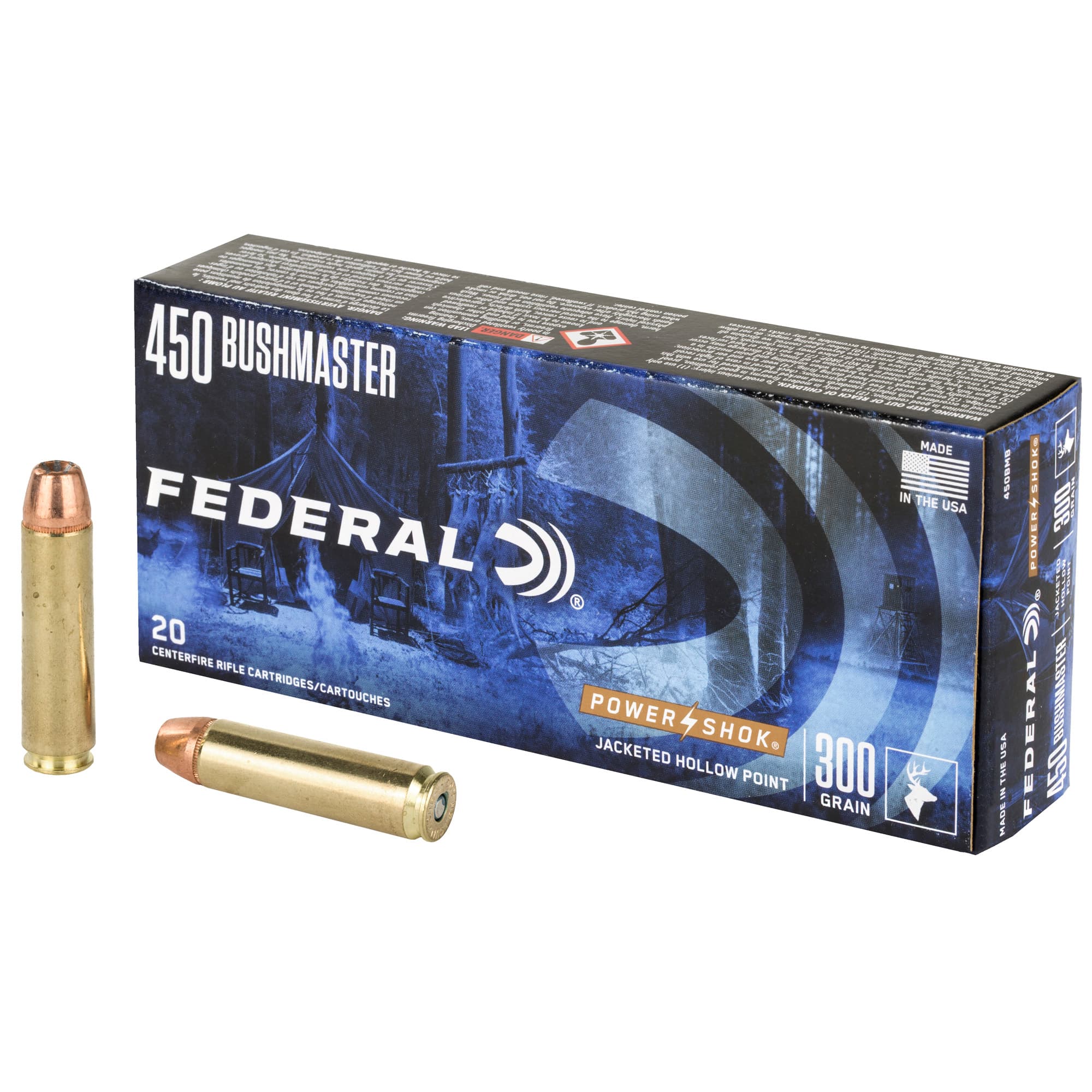 Federal Power-Shok Rifle Ammo 450 Bushmaster 300 gr. SP 20 rd.
