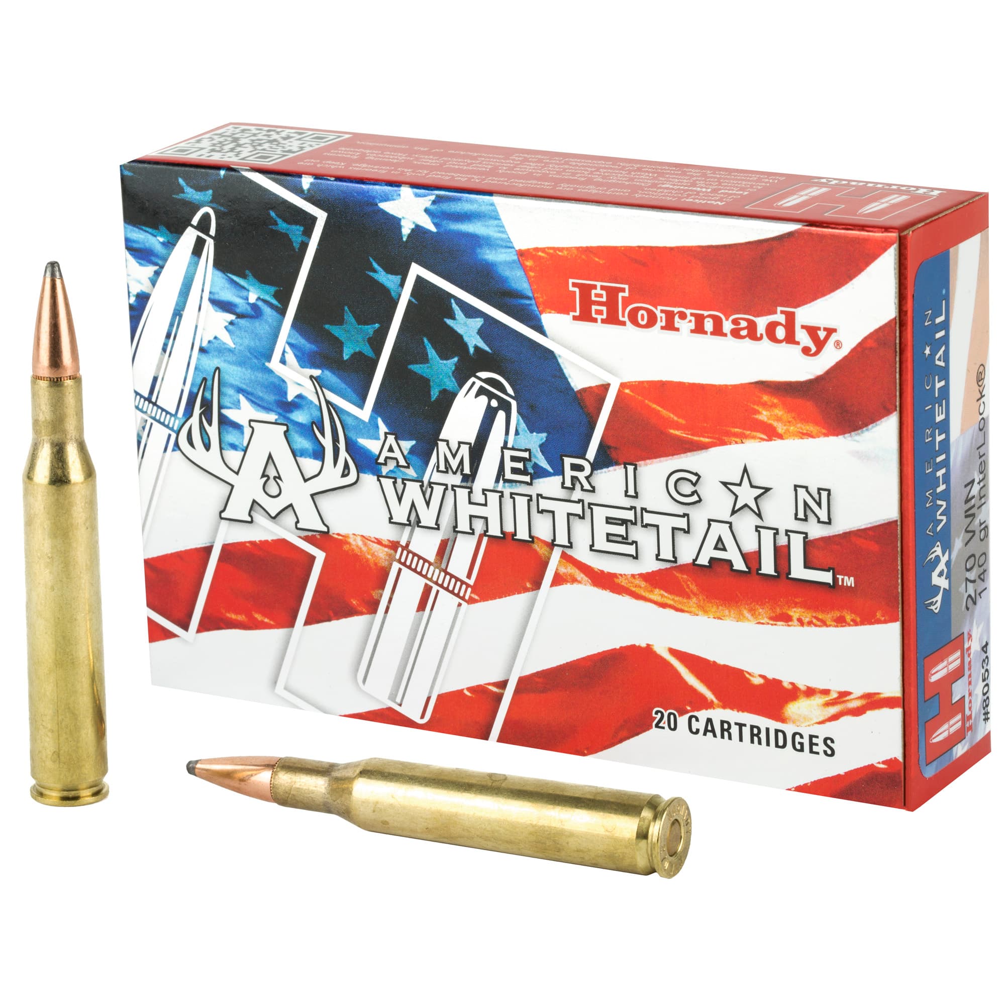 Hornady American Whitetail Rifle Ammo 270 Win. 140 gr. Interlock 20 rd.