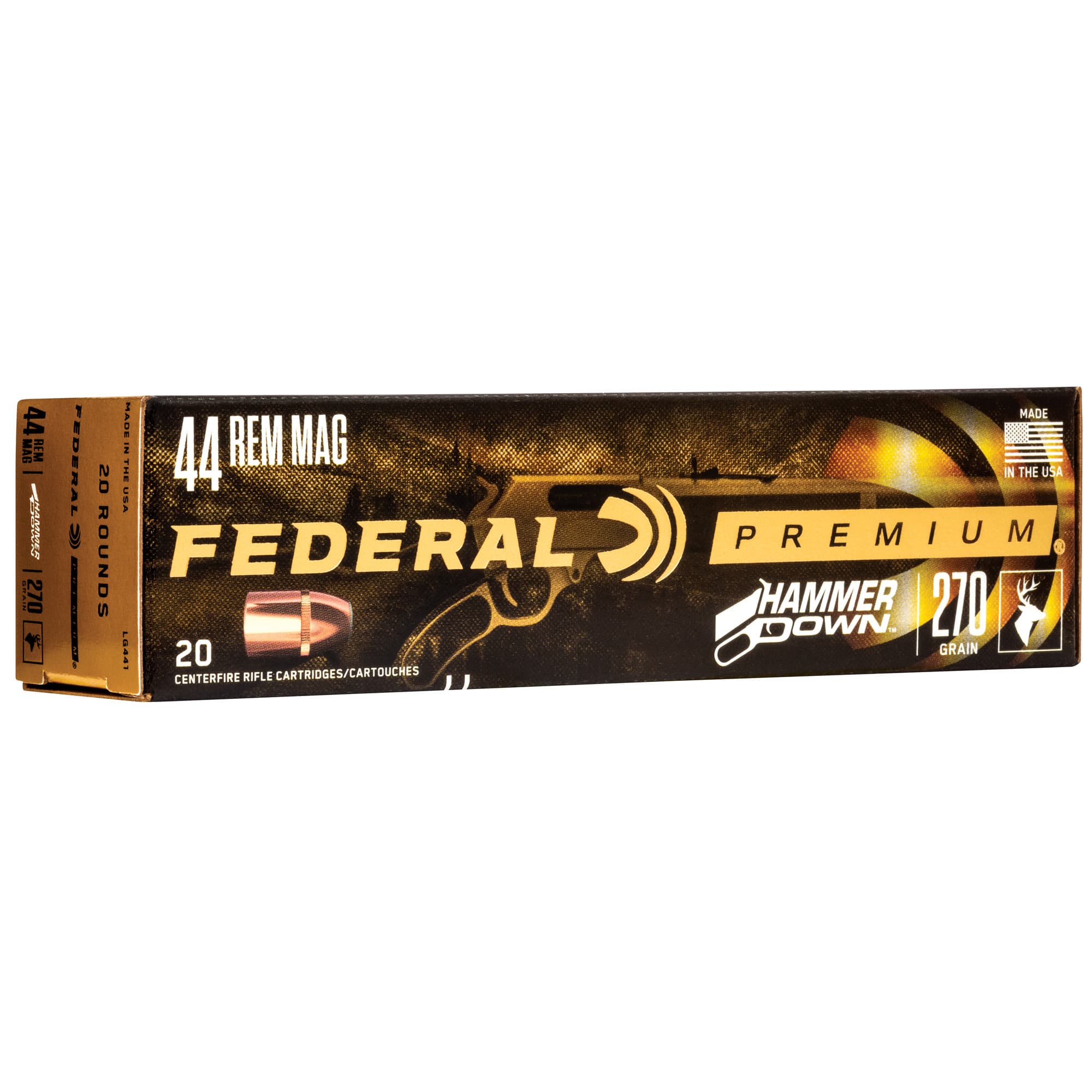 Federal Hammer Down 44 Remington Magnum Bonded Soft Point 270 Grain 20 Rounds