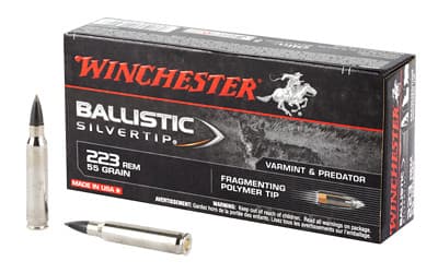 Winchester, Ballistic Silvertip, .223 Remington, Fragmenting Polymer Tip, 55 Grain, 20 Rounds