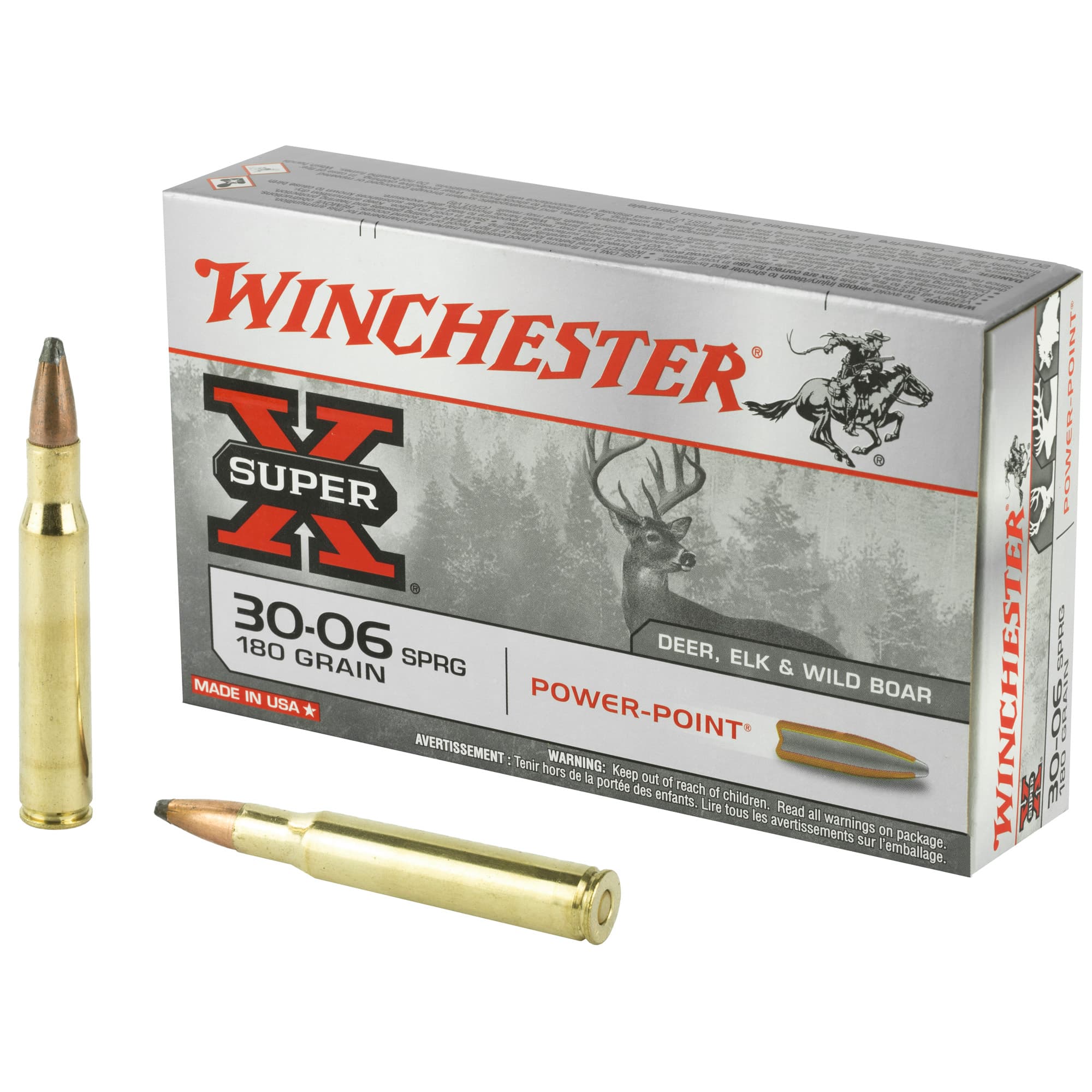 Winchester, Super-X, 30-06 Springfield, Power-Point, 180 Grain, 20 Rounds