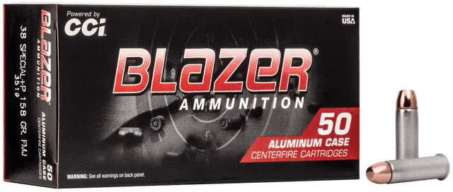 CCI Blazer Pistol Ammo 38 Special +P FMJ 158 Grain 50 Rounds