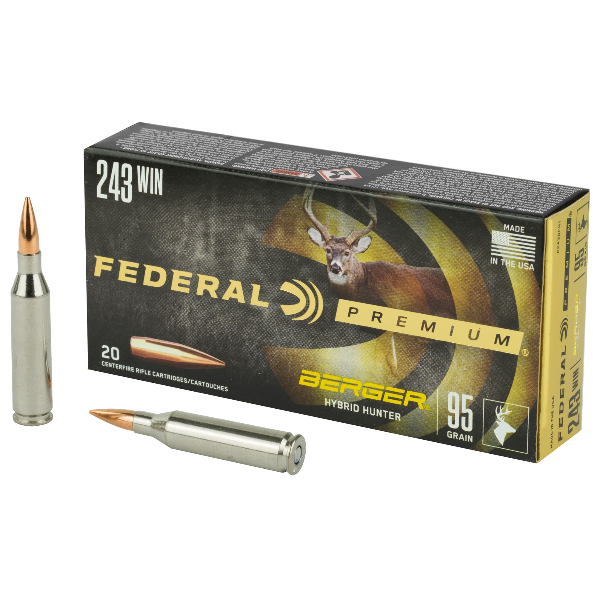 Federal Premium Berger Hybrid Hunter 243 Winchester 95 Grain 20 Rounds