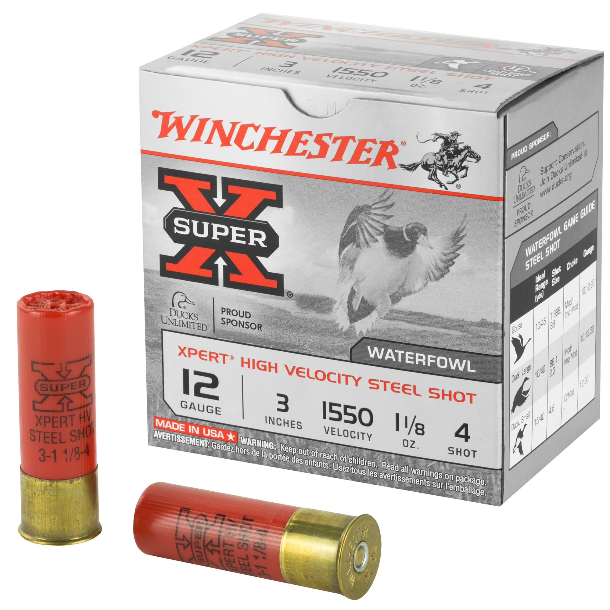 Winchester Super Xpert Hi Velocity Steel 12 Gauge 4 Shot 1 1/8 oz 25 Rounds