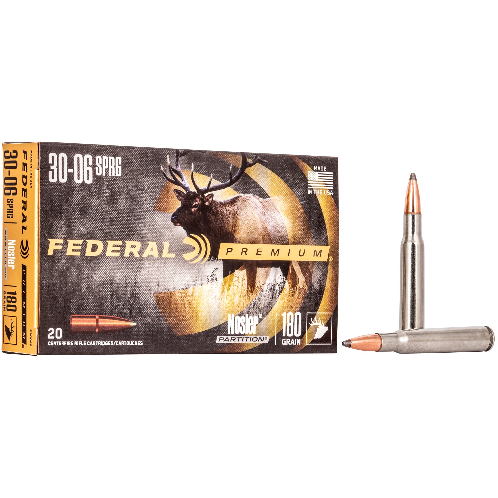 Federal Premium Nosler Partition 30-06 Springfield Trophy Bonded Tip 180 Grain 20 Rounds