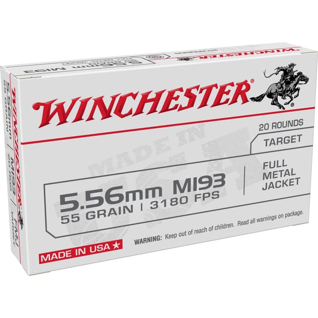 Winchester USA Rifle Ammo 5.56mm 55 gr. FMJ 20 rd.