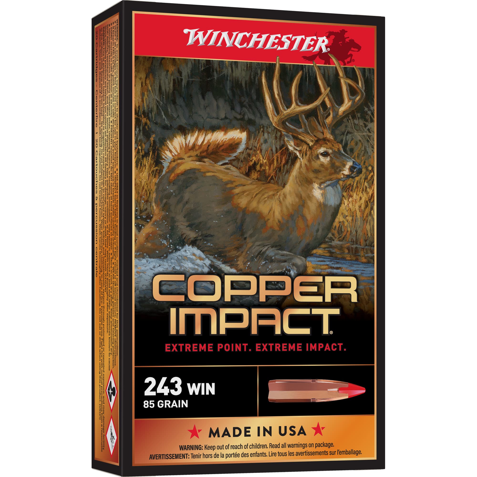 Winchester Copper Impact 243 Winchester Copper Extreme 85 Grain 20 Rounds