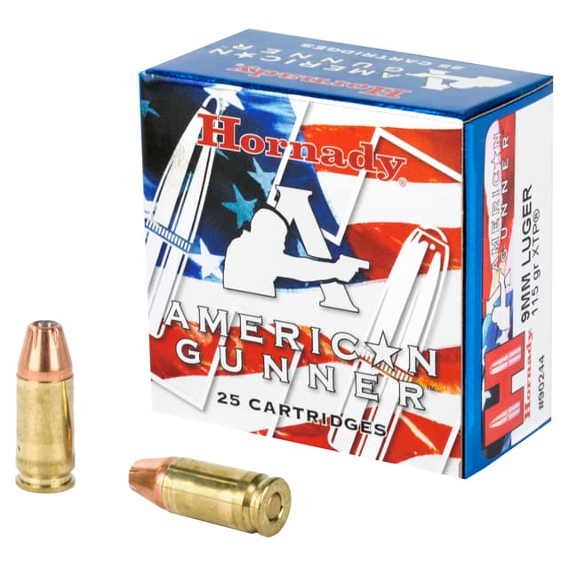 Hornady American Gunner Pistol Ammo 9mm Luger 115 gr. XTP Hollow Point 25 rd.