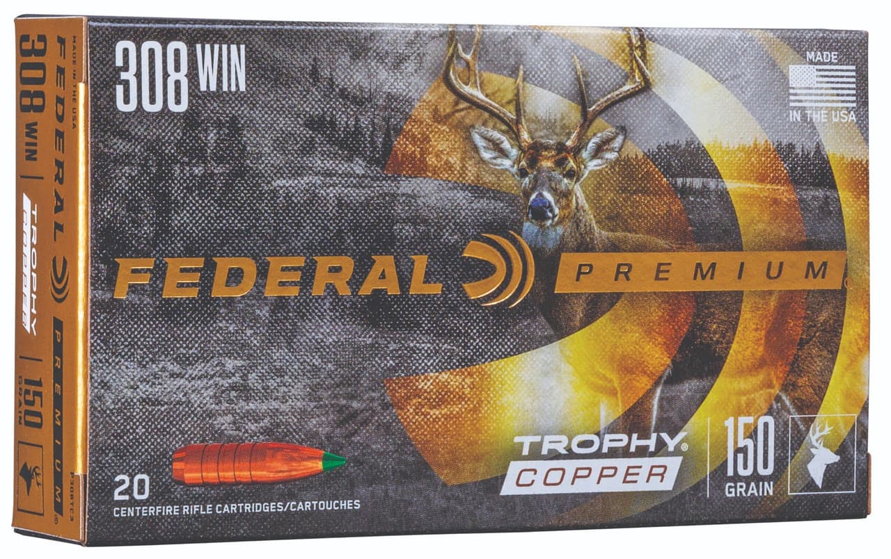 Federal Trophy Copper 308 Winchester Copper Polymer-Tipped 150 Grain 20 Rounds