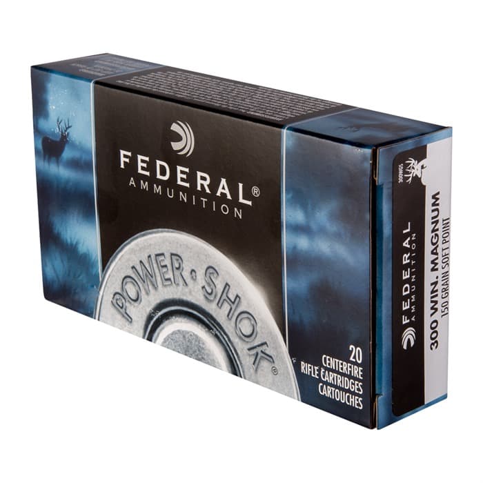 Federal Power-Shok 300 Winchester Magnum Jacketed Soft Point 150 Grain 20 Rounds