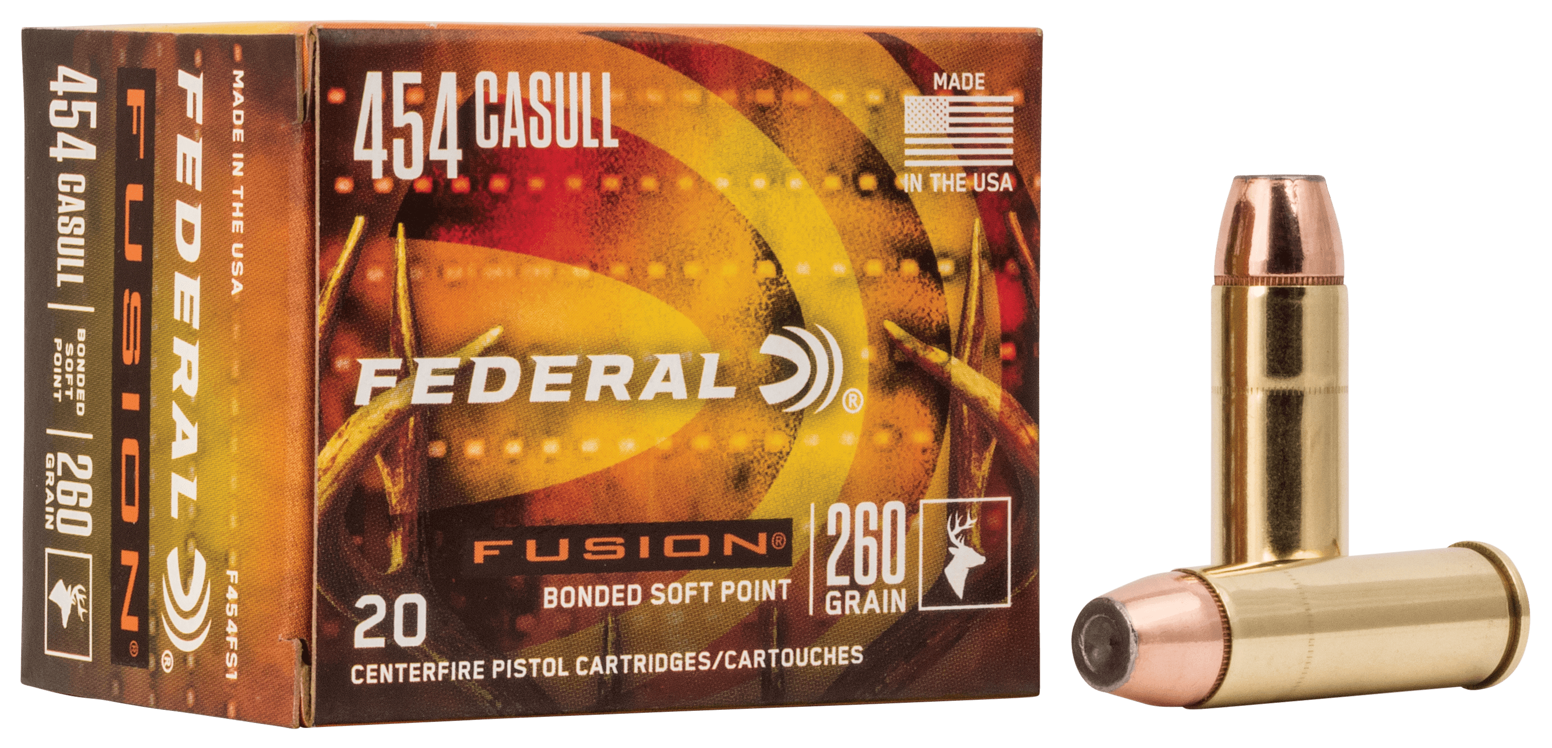 Federal Fusion 454 Casull Fusion Soft Point 260 Grain 20 Rounds