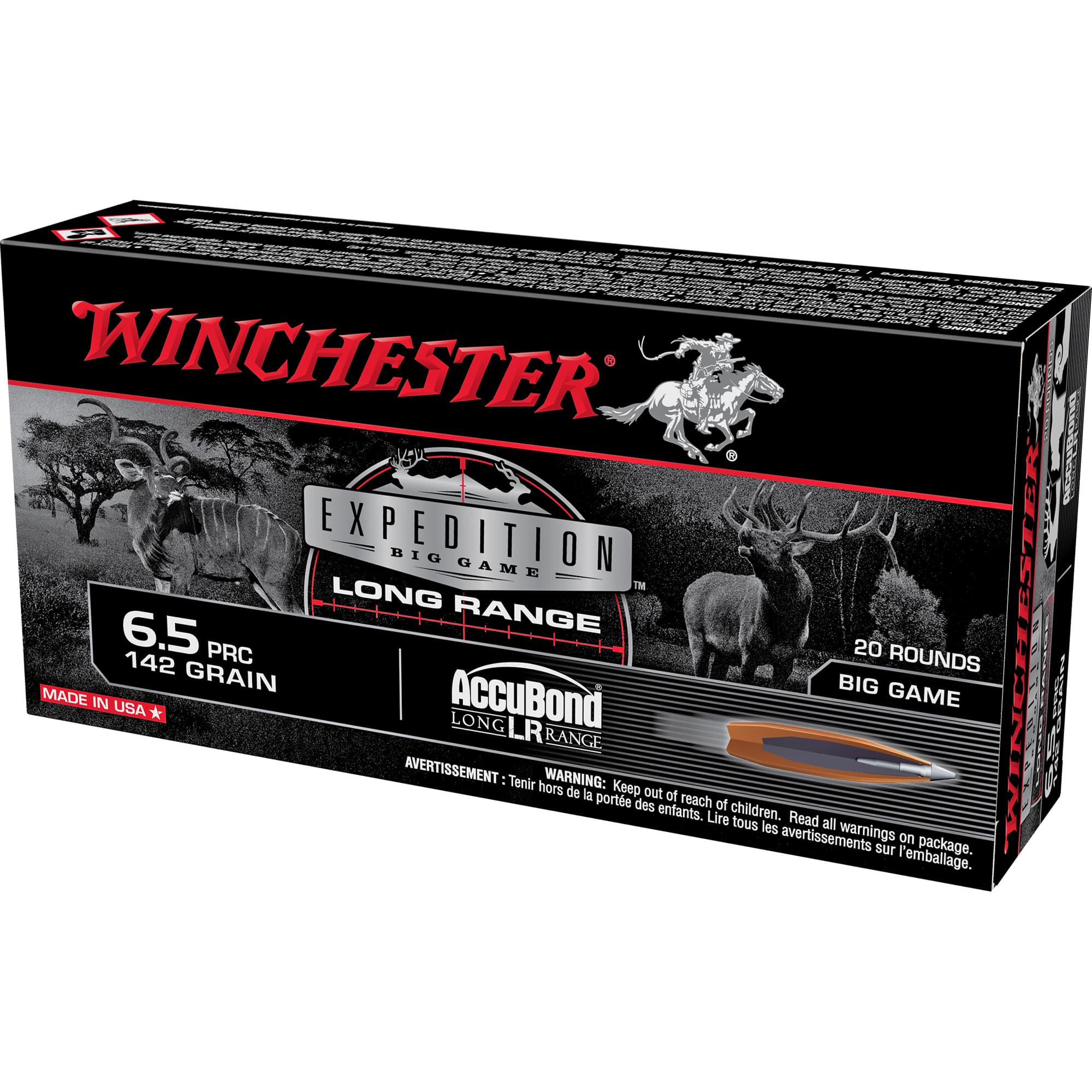 Winchester, Expedition Big Game Long Range, 6.5 Prc, Nosler Accubond Long-Range, 142 Grain, 20 Rounds