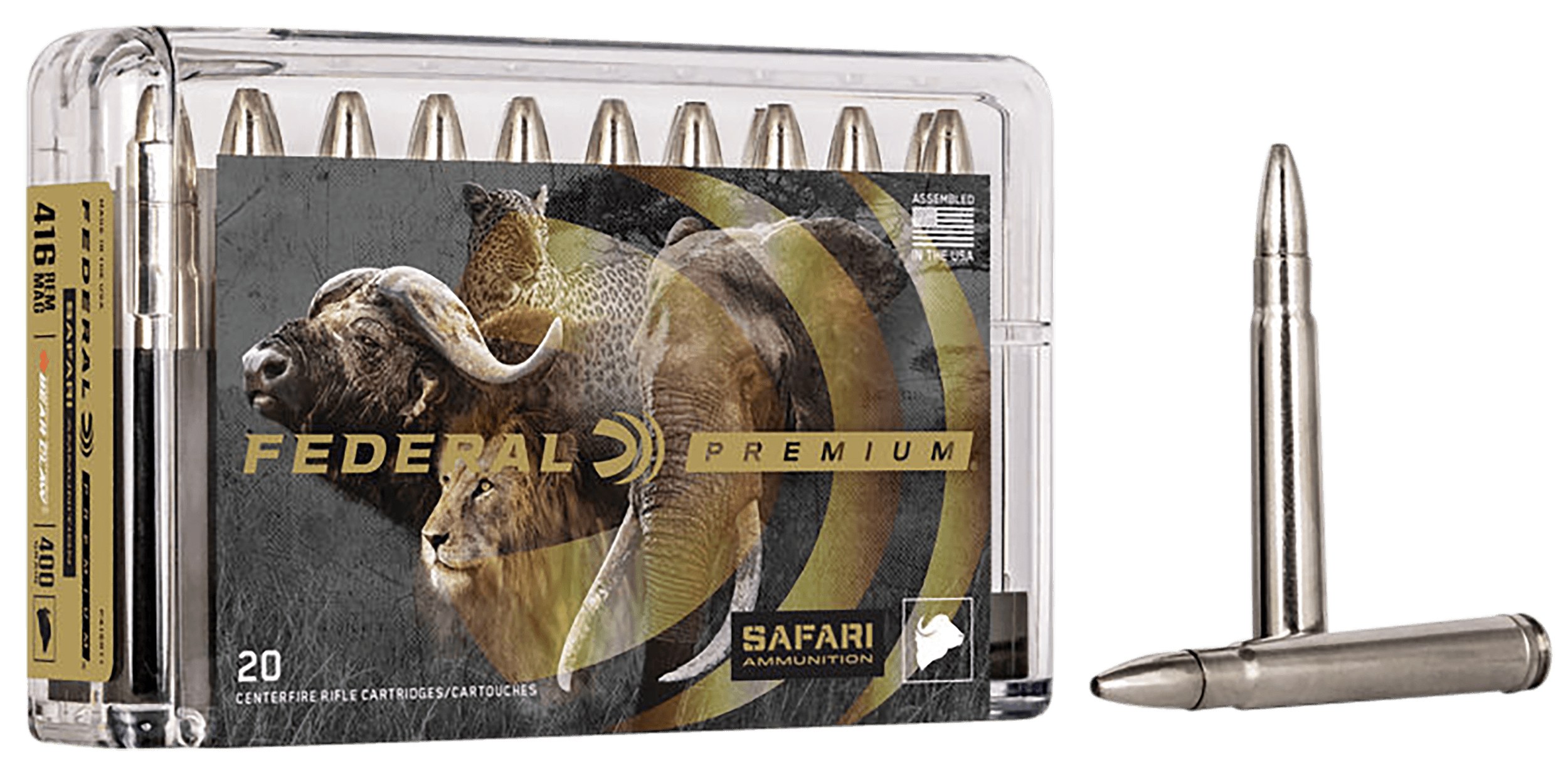Federal Premium Cape-Shok 416 Remington Magnum Trophy Bonded Bear Claw 400 Grain 20 Rounds