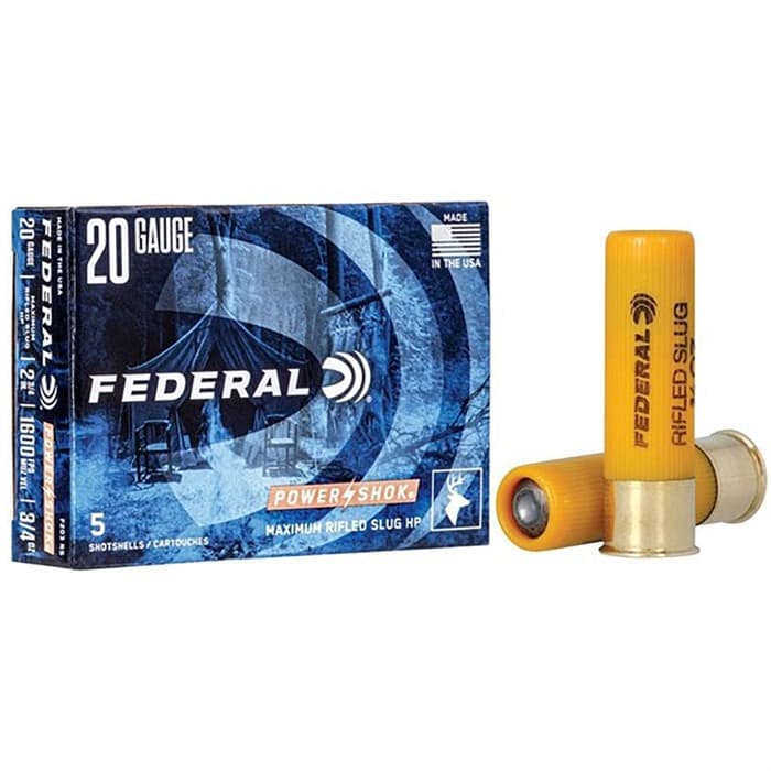 Federal Power-Shok 20 Gauge Rifled Slug 3/4 Grain 5 Rounds