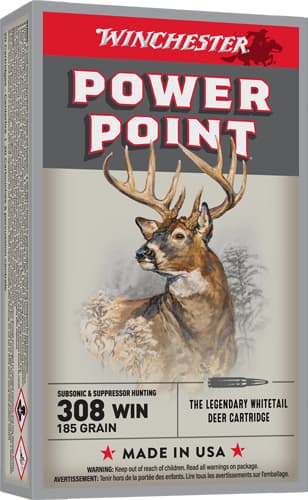 Winchester, Power-Point, 308 Winchester, Subsonic Power-Point, 185 Grain, 20 Rounds